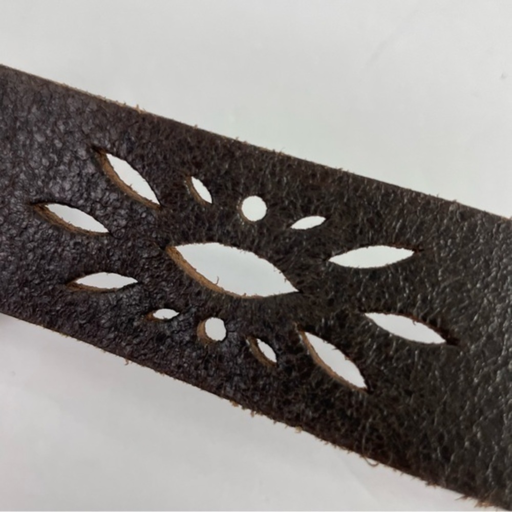 Dark Brown Leather Belt Perforated Starburst - Picture 10 of 12